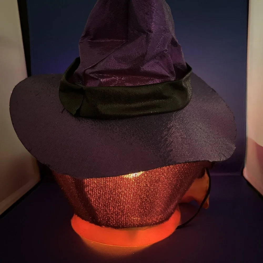 Dept 56 Halloween Black Cat Bow Tie Color Changing FIBER OPTIC Vintage 14x12
